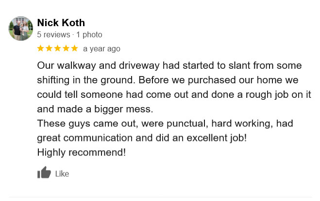 Concrete Lifting Google Review 11